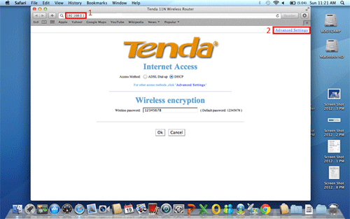 Tenda Advanced Settings in Browser